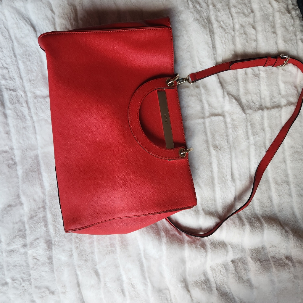 Dkny Satchel Hand Bag Red Used